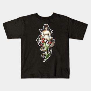 Mermaid with Anchor Tattoo Design Kids T-Shirt